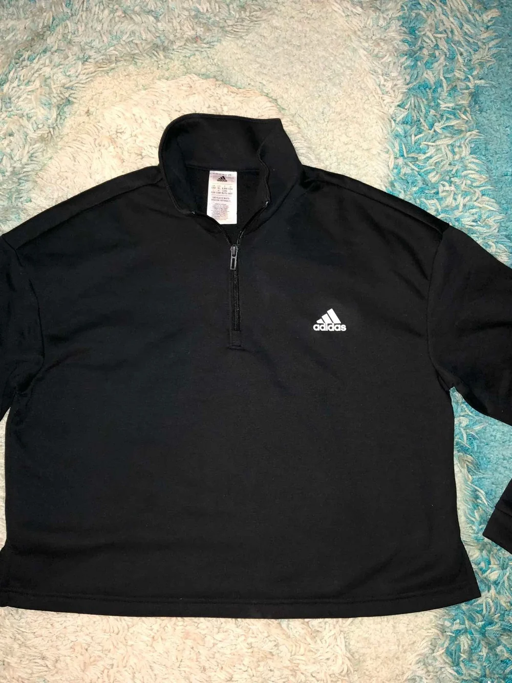 adidas Black Half-Zip Pullover with White Logo
